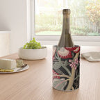 Oriental exotic chintz bamboo red flowers on black Wine Chiller Gallery Image 4