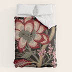 Oriental exotic chintz bamboo red flowers on black Comforter Gallery Image 6