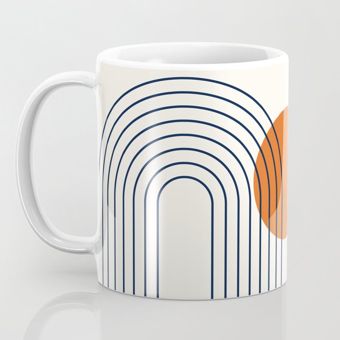 Geometric Lines in Navy Blue Orange 1 (Rainbow Abstraction) Coffee Mug Gallery Image 3