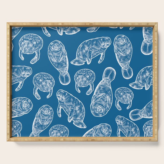 Manatees - Classic Blue Serving Tray Gallery Image 1