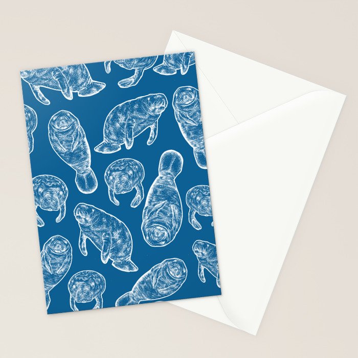 Manatees - Classic Blue Stationery Card Gallery Image 2