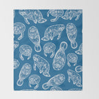 Manatees - Classic Blue Throw Blanket Gallery Image 2