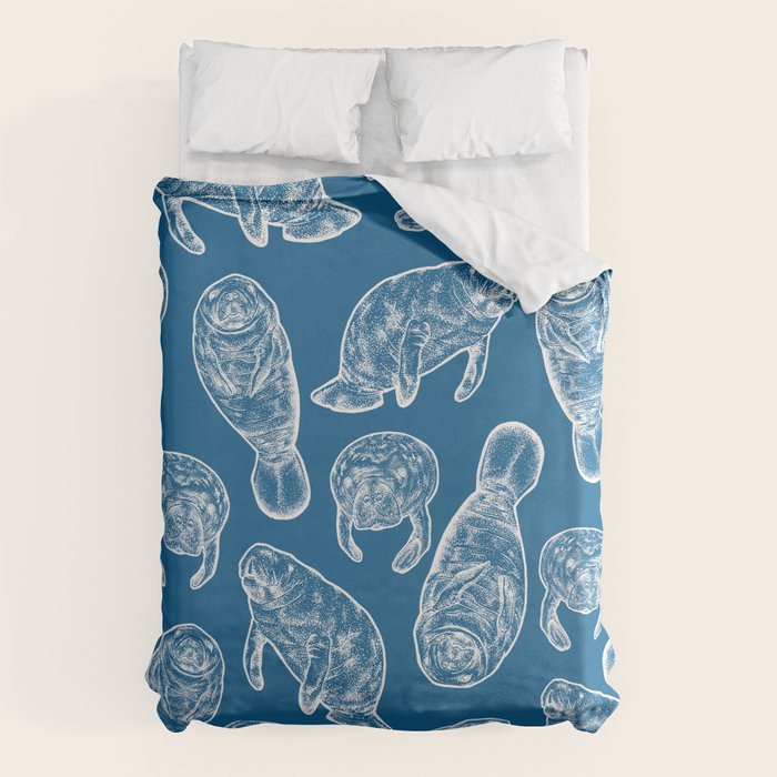 Manatees - Classic Blue Duvet Cover Gallery Image 6