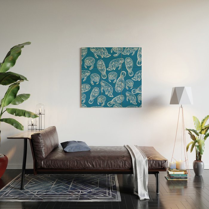 Manatees - Classic Blue Wood Wall Art Gallery Image 2