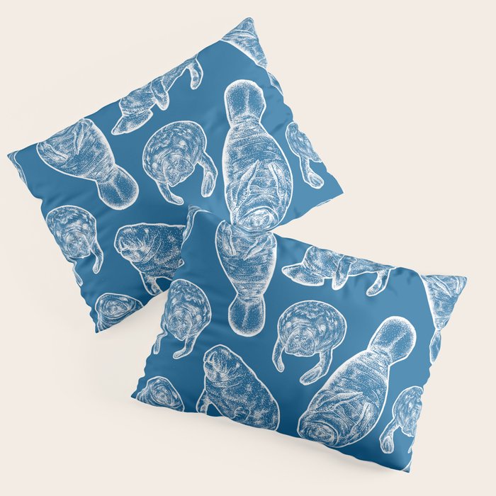 Manatees - Classic Blue Pillow Sham Gallery Image 1