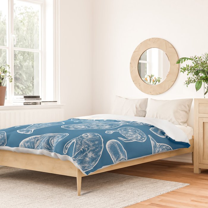 Manatees - Classic Blue Duvet Cover Gallery Image 2