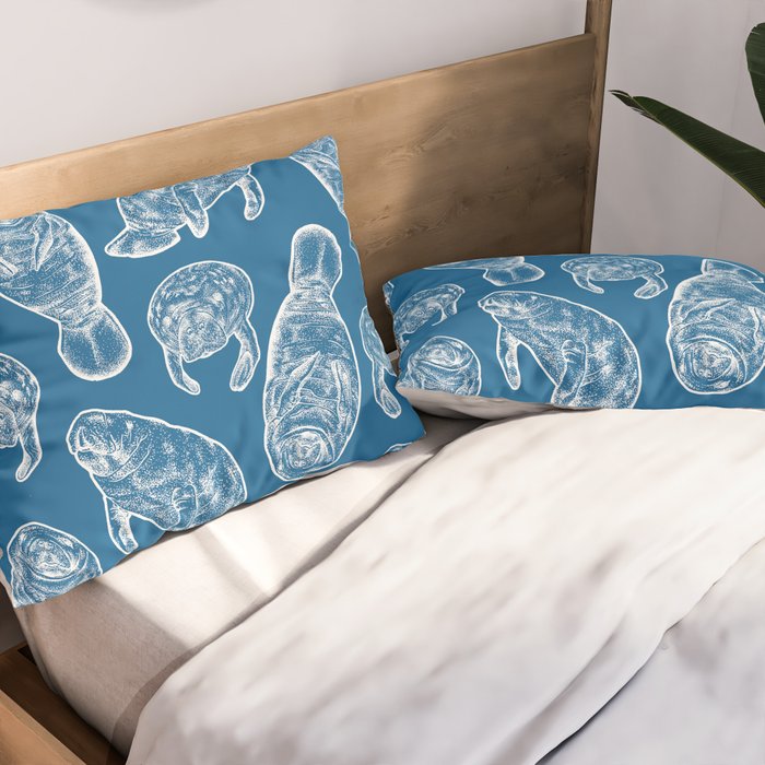 Manatees - Classic Blue Pillow Sham Gallery Image 2