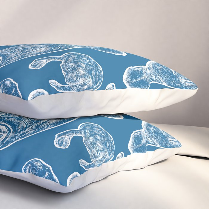 Manatees - Classic Blue Pillow Sham Gallery Image 3
