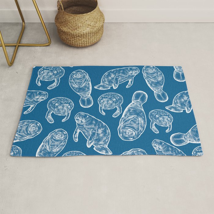 Manatees - Classic Blue Rug Gallery Image 1