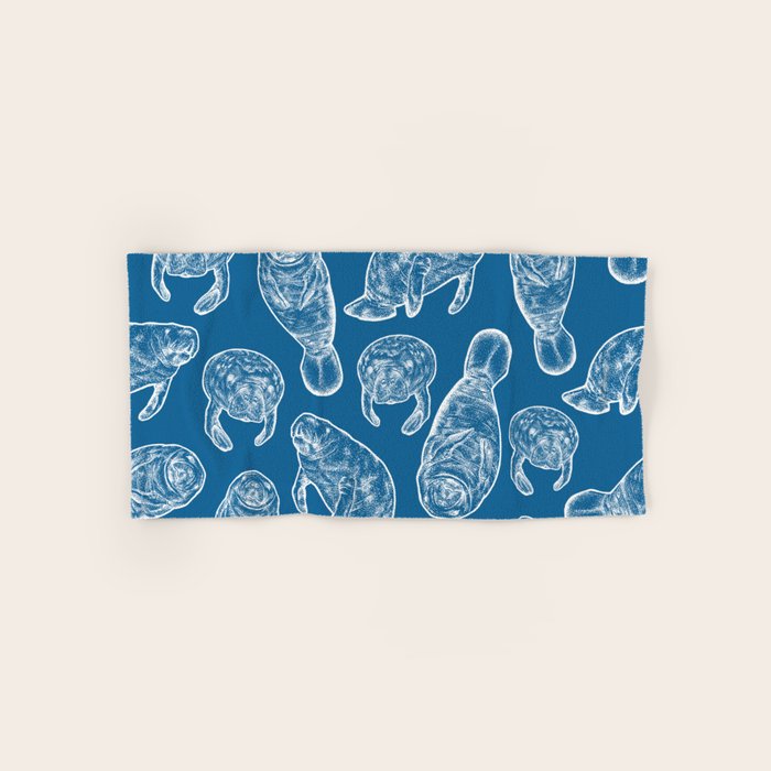 Manatees - Classic Blue Bath Towel Gallery Image 1