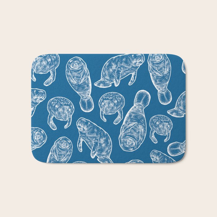 Manatees - Classic Blue Bath Mat Gallery Image 1