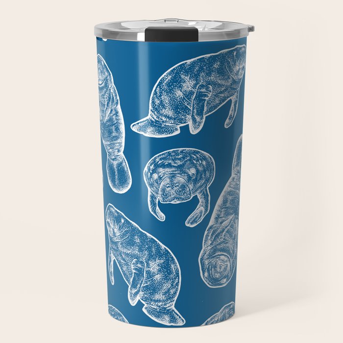 Manatees - Classic Blue Travel Mug Gallery Image 1