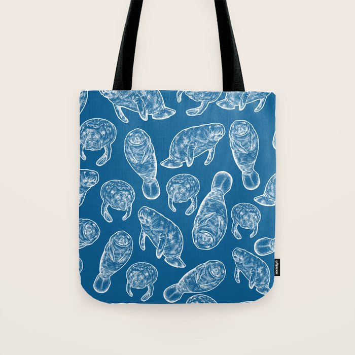 Manatees - Classic Blue Tote Bag Gallery Image 1