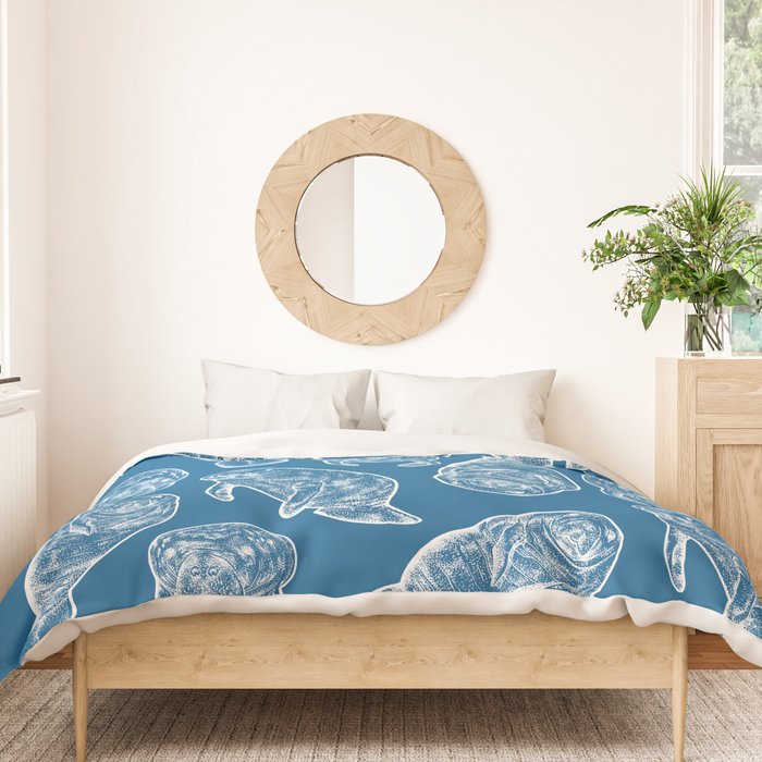 Manatees - Classic Blue Duvet Cover Gallery Image 3