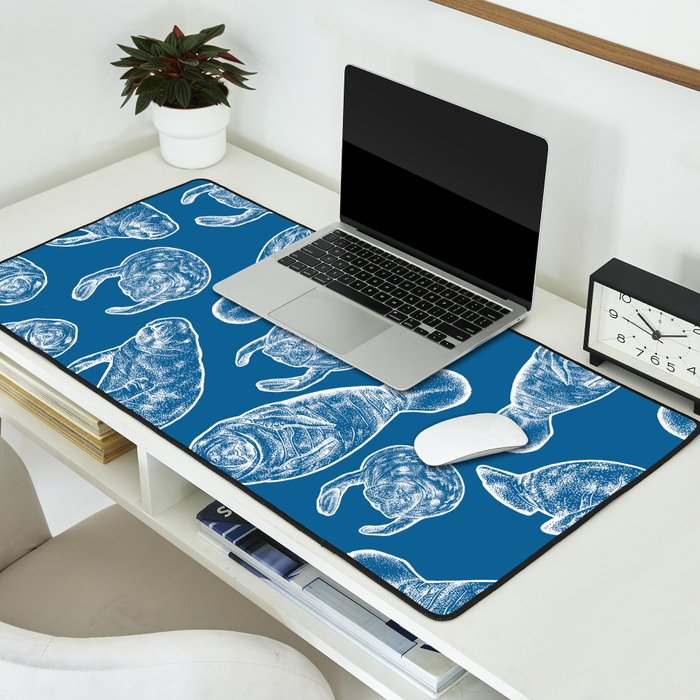 Manatees - Classic Blue Desk Mat Gallery Image 2