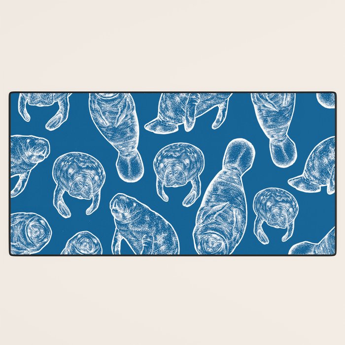 Manatees - Classic Blue Desk Mat Gallery Image 3