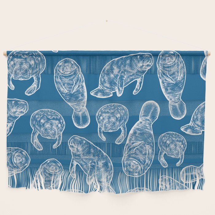 Manatees - Classic Blue Wall Hanging Gallery Image 1