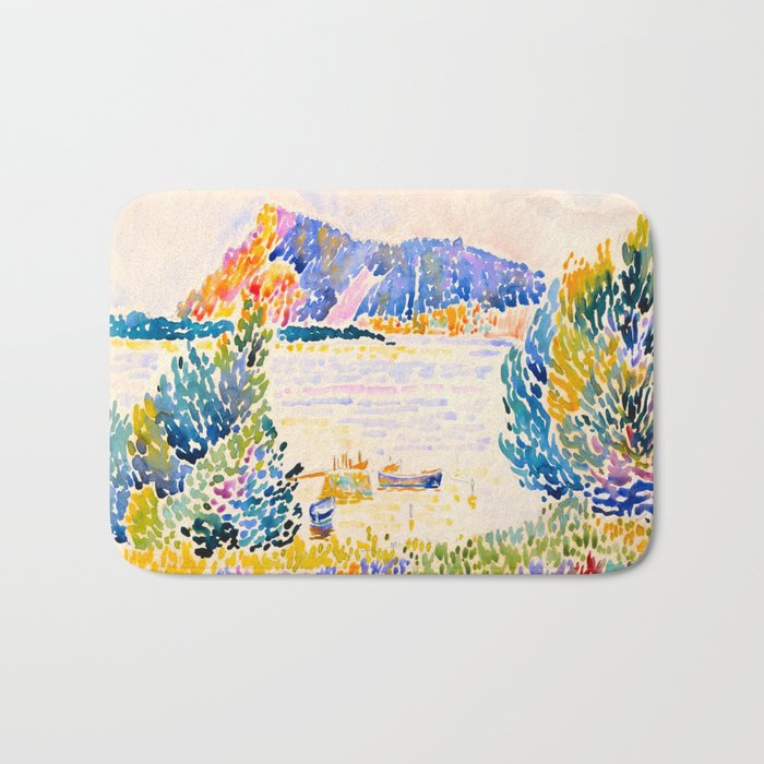 Henri-Edmond Cross Neo-Impressionism Pointillism Cap Nègre 1909 WatercolorPainting Bath Mat Gallery Image 1