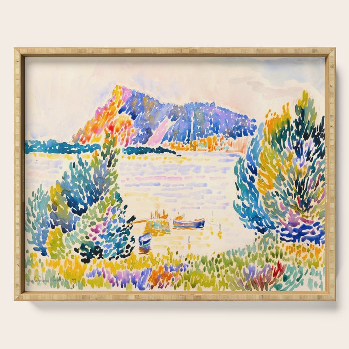 Henri-Edmond Cross Neo-Impressionism Pointillism Cap Nègre 1909 WatercolorPainting Serving Tray Gallery Image 1