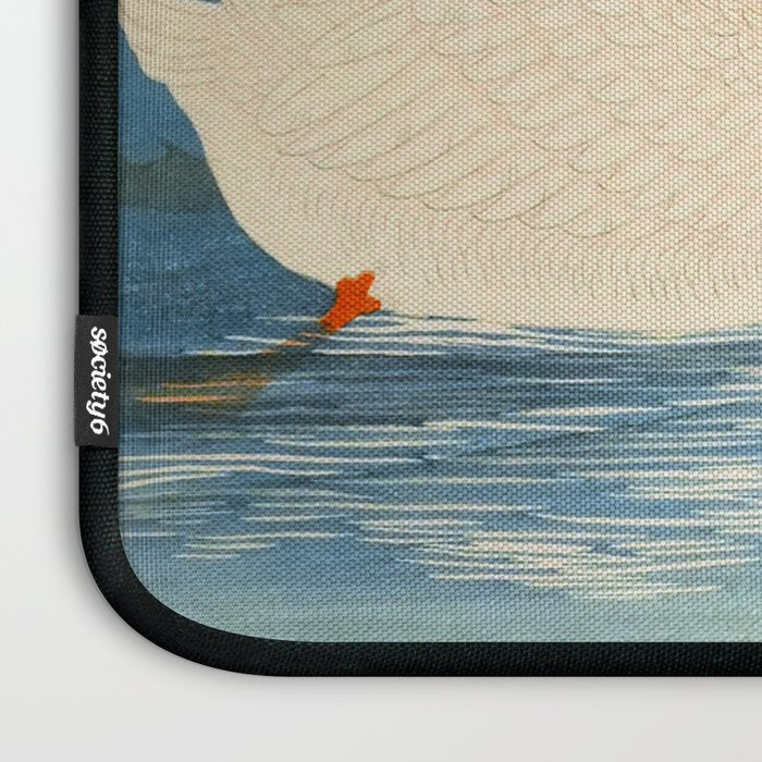 Shoson Two Geese Swimming Near Shore Antique Japanese Woodblock Print  Laptop Sleeve Gallery Image 3