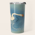 Shoson Two Geese Swimming Near Shore Antique Japanese Woodblock Print  Travel Mug Gallery Image 2