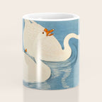 Shoson Two Geese Swimming Near Shore Antique Japanese Woodblock Print  Coffee Mug Gallery Image 4