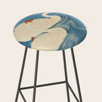 Shoson Two Geese Swimming Near Shore Antique Japanese Woodblock Print  Stool Gallery Image 2