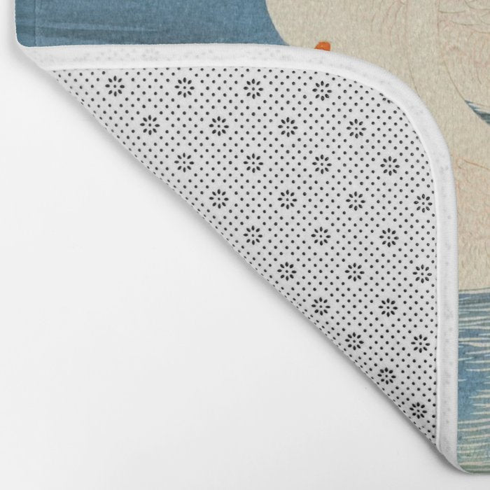 Shoson Two Geese Swimming Near Shore Antique Japanese Woodblock Print  Bath Mat Gallery Image 2