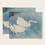 Shoson Two Geese Swimming Near Shore Antique Japanese Woodblock Print  Placemat Gallery Image 1