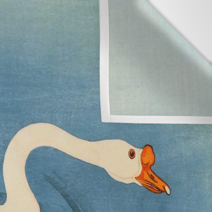 Shoson Two Geese Swimming Near Shore Antique Japanese Woodblock Print  Wall Tapestry Gallery Image 3