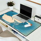 Shoson Two Geese Swimming Near Shore Antique Japanese Woodblock Print  Desk Mat Gallery Image 2
