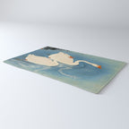 Shoson Two Geese Swimming Near Shore Antique Japanese Woodblock Print  Rug Gallery Image 3