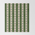 Green And Cream Stripes And Flowers Throw Blanket Gallery Image 2