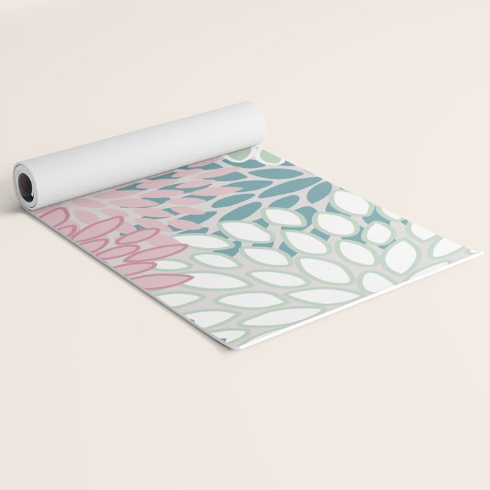Floral Blooms, Soft Pink, Green and Teal, Design Prints Yoga Mat Gallery Image 2