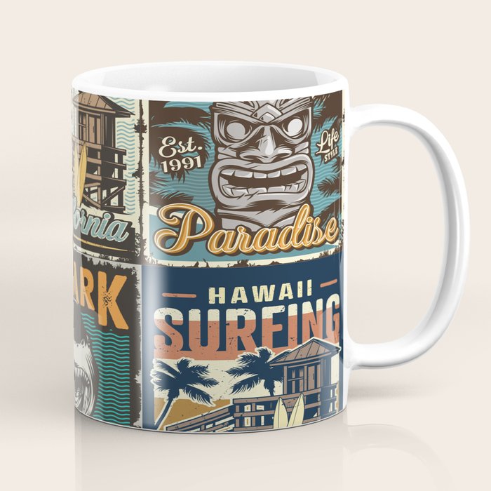 Vintage Surfing Poster Coffee Mug Gallery Image 1