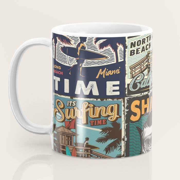 Vintage Surfing Poster Coffee Mug Gallery Image 3