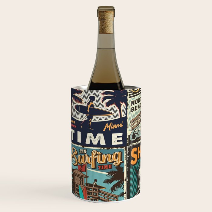 Vintage Surfing Poster Wine Chiller Gallery Image 2