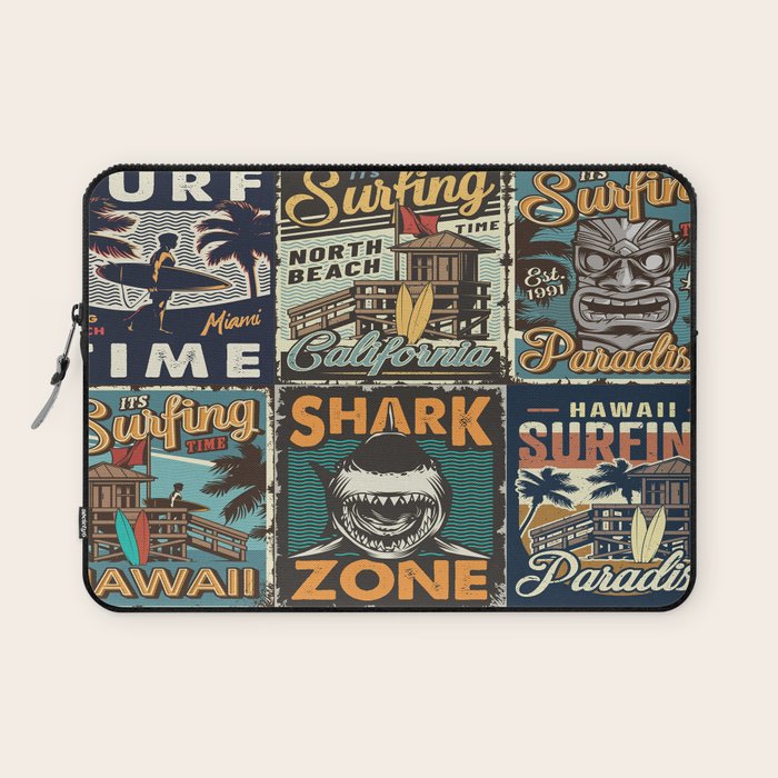 Vintage Surfing Poster Laptop Sleeve Gallery Image 1