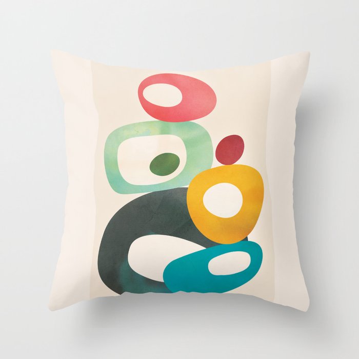 Mid-Century Modern Abstract Art 05 Throw Pillow Gallery Image 1