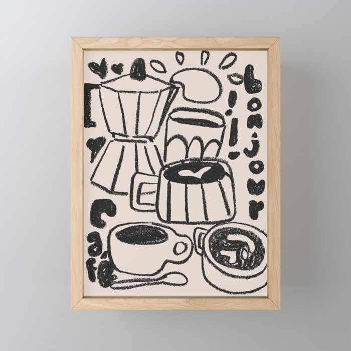 Bonjour Coffee In Black Mini Art Print Gallery Image 1