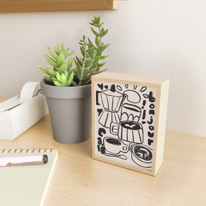 Bonjour Coffee In Black Mini Art Print Gallery Image 2