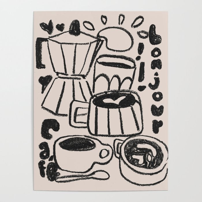 Bonjour Coffee In Black Poster Gallery Image 4
