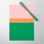 Color Block Striped Solid Pink Green Orange Wrapping Paper Gallery Image 1