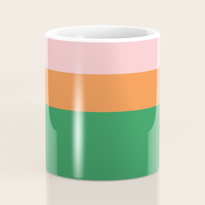 Color Block Striped Solid Pink Green Orange Coffee Mug Gallery Image 4