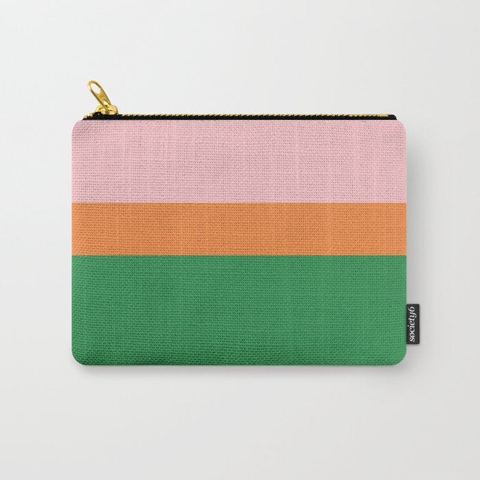 Color Block Striped Solid Pink Green Orange Carry All Pouch Gallery Image 1