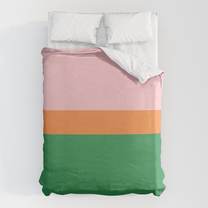 Color Block Striped Solid Pink Green Orange Duvet Cover Gallery Image 6