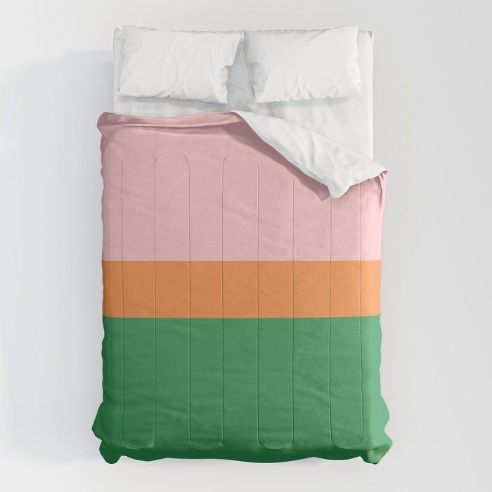 Color Block Striped Solid Pink Green Orange Comforter Gallery Image 6