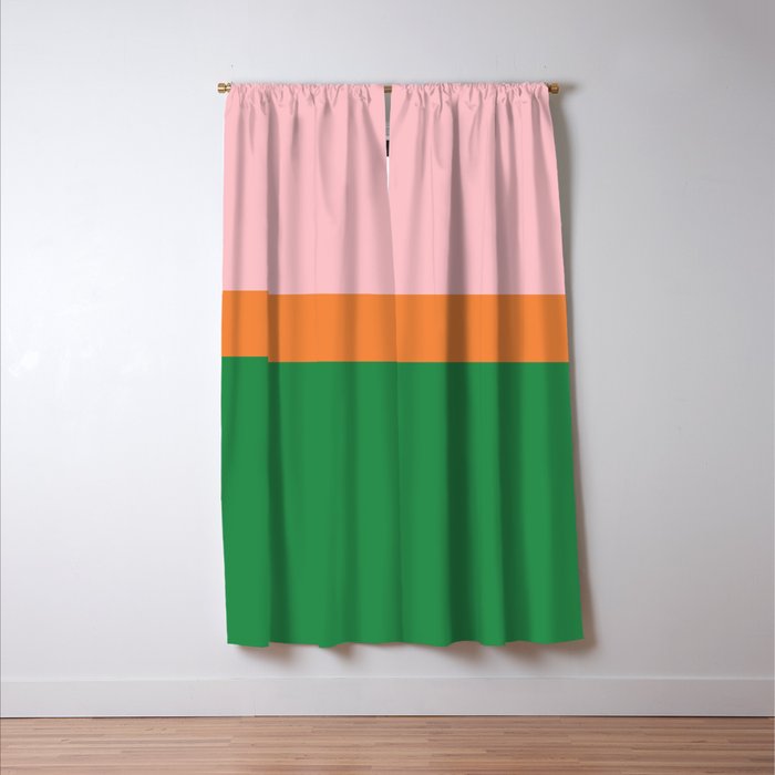 Color Block Striped Solid Pink Green Orange Window Curtain Gallery Image 3