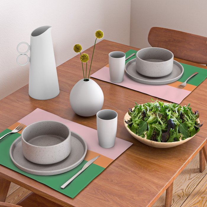 Color Block Striped Solid Pink Green Orange Placemat Gallery Image 2