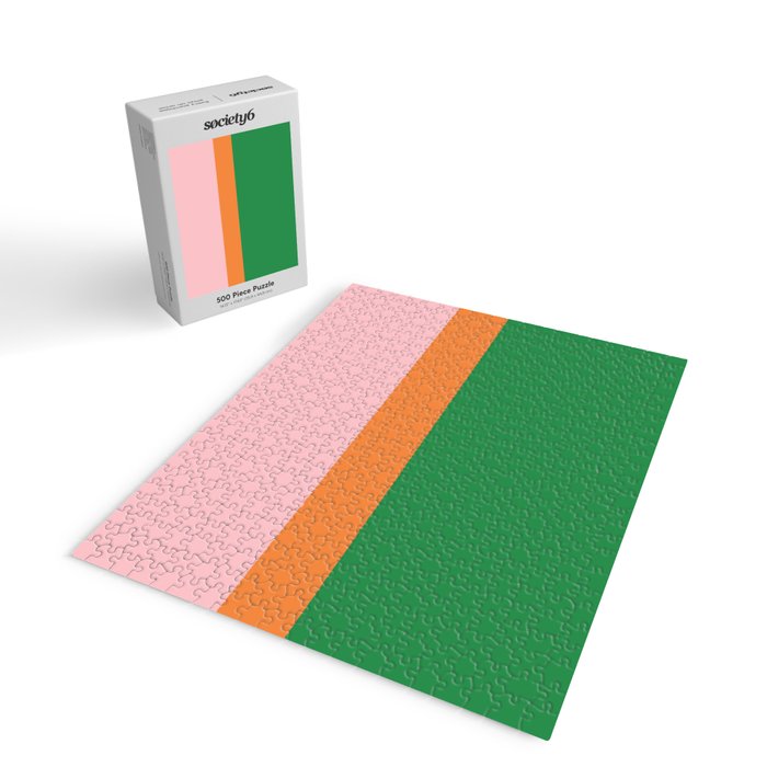 Color Block Striped Solid Pink Green Orange Jigsaw Puzzle Gallery Image 2